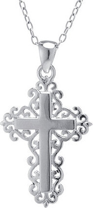 Silver Treasures 18 Inch Cross Pendant Necklace