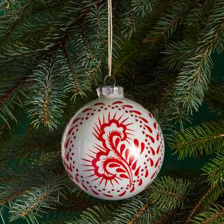 Bloomingdale's Glass White & Red Ball Ornament - 100% Exclusive