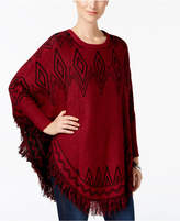 Thumbnail for your product : NY Collection Petite Fringe Poncho Sweater