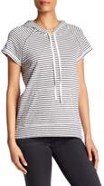Thumbnail for your product : Max Studio Short Sleeve Striped Hooded Pullover