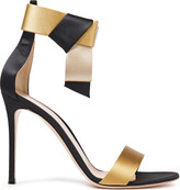 Thumbnail for your product : Gianvito Rossi Geisha 100 Bow-embellished Color-block Silk-satin Sandals