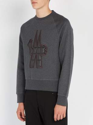 Moncler Grenoble - Quilted Logo Cotton Sweatshirt - Mens - Dark Grey