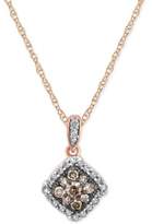 Thumbnail for your product : Macy's Diamond Halo Pendant Necklace (1/3 ct. t.w.) in 14k Rose Gold