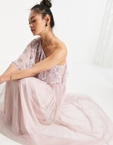 Thumbnail for your product : Maya asymetirc embellished top maxi dress in frosted pink