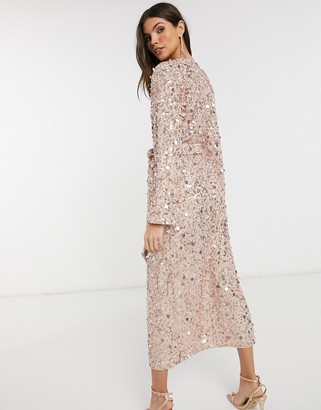 ASOS EDITION wrap midi dress in disc sequin - ShopStyle