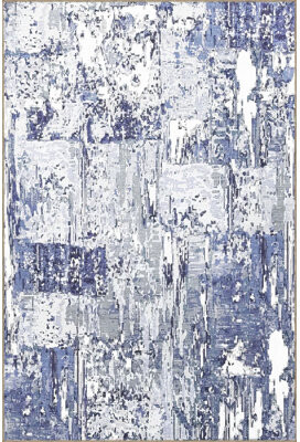 Jaselius Home Machine Washable Light Blue Pastel Patterned Woven Base Rug