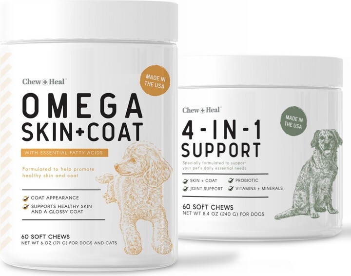 Chew + Heal MaxProtect Omega Skin + Coat, Dog Supplement & Multivitamin