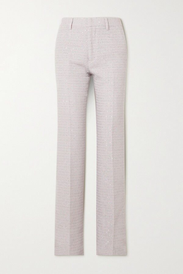 Alessandra Rich Sequined Wool-blend Bouclé-tweed Straight-leg