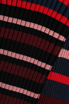 Pringle Fluted Striped Ribbed-knit Midi Dress
