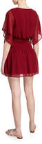 Thumbnail for your product : 4SI3NNA the Label V-Neck Short-Sleeve Smock-Waist Mini Chiffon Dress