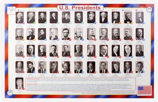 12 Pack: Tot Talk U.S. Presidents Placemat