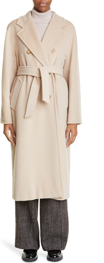 Max Mara Madame Double Breasted Wool & Cashmere Belted Coat