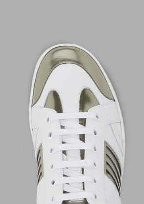 Giorgio Armani Leather Sneakers With Plexiglas And Liquid Metal Details