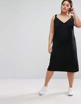 Thumbnail for your product : ASOS Curve Plunge Neck Satin Slip Dress With Knot Detail