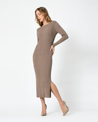 Forcast Women's Neutrals Midi Dresses - Analisa Knit Dress
