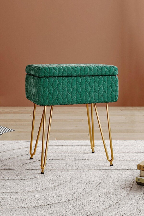 Living and Home Upholstered Storage Ottoman Vanity Stool ShopStyle