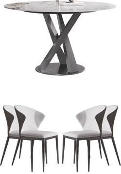 Greyleigh Italian Very Simple Rock Plate Round Table Round 47.25'' Dining Set