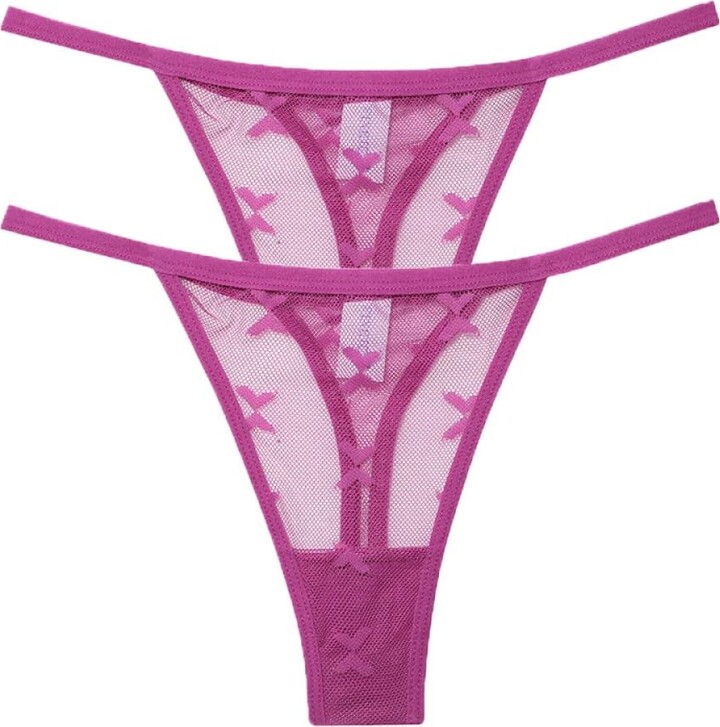 Gossamer Mesh Hip G Thong Underwear - Strawberry Pink