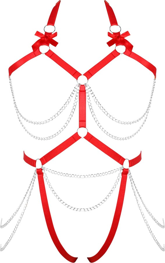 JMMHSS Womens Plus Size Body Harness Lingerie Garter Belt Set Elastic