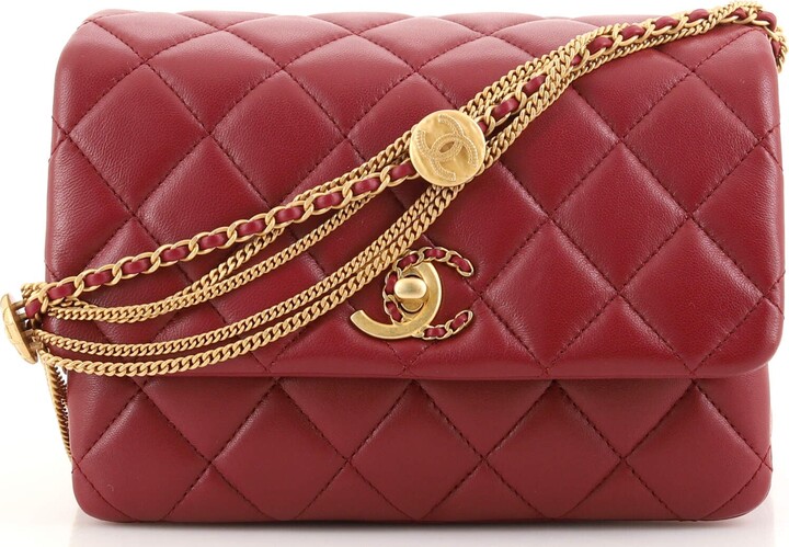 Chanel Vintage Chanel 8 Flap Red Quilted Leather Shoulder Mini Bag