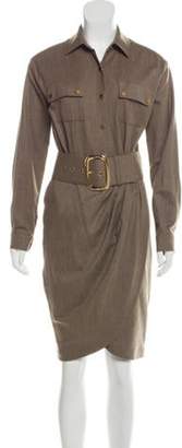 Michael Kors Belted Wool Dress Khaki Belted Wool Dress