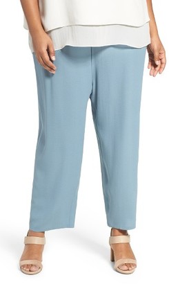 Eileen Fisher Plus Size Women's Silk Georgette Crepe Straight Ankle Pants