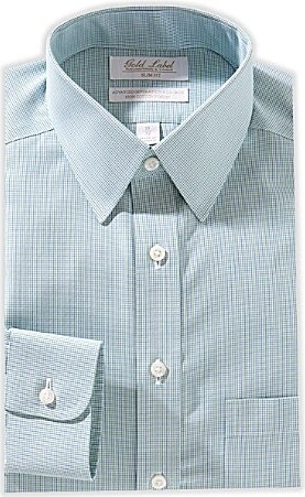 Roundtree & Yorke Roundtree Yorke Gold Label Slim Fit Point Collar Grid Poplin Dress Shirt