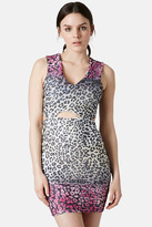 Thumbnail for your product : Topshop Leopard Print Textured Metallic Cutout Dress