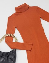 Thumbnail for your product : Y.A.S long sleeve roll neck jumper dress in rust