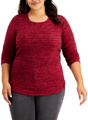 Karen Scott Plus Size Space-Dyed Microfleece Top, Created for Macy's