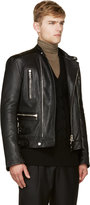 Thumbnail for your product : Balmain Black Leather Belted & Zipped Biker Jacket