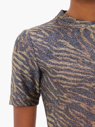 Ganni Zebra-print Lurex T-shirt - Animal