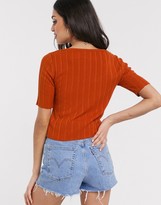 Thumbnail for your product : ASOS DESIGN scoop neck jumper with short sleeve in orange
