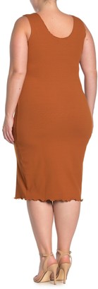 Planet Gold Ribbed Knit Henley Bodycon Dress (Plus Size)