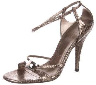 Gucci Metallic Snakeskin Sandals