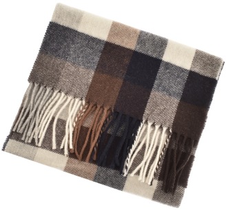 Gant Lambswool Checked Scarf Brown