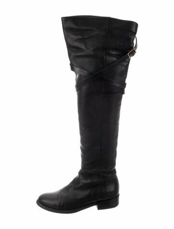 Burberry Leather Riding Boots Black ShopStyle