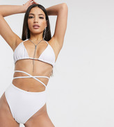 Thumbnail for your product : ASOS Tall DESIGN recycled tall mix and match high leg high waist bikini bottom in white