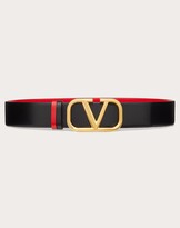 Thumbnail for your product : Valentino Garavani Reversible Vlogo Signature Belt In Glossy Calfskin 40mm Women Black/pure Red 100% Calfskin 100