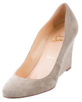 Thumbnail for your product : Christian Louboutin Suede Wedge Pumps Grey Suede Wedge Pumps