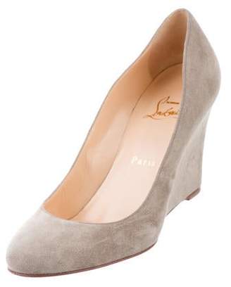 Christian Louboutin Suede Wedge Pumps Grey Suede Wedge Pumps