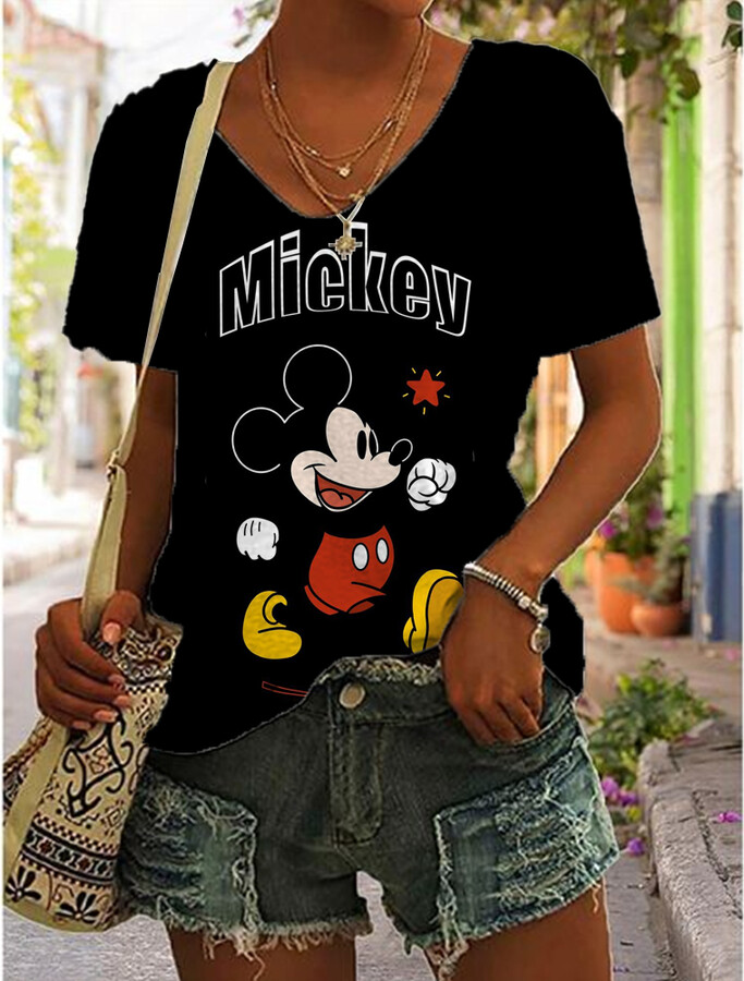 Miniso/Name Excellence Superior Products Lovely Disney T Shirt Minnie Casual T-shirt Kawaii Tshirt Mickey Mouse Anime Cartoons Casual Vintage Clothes Women Top Tee