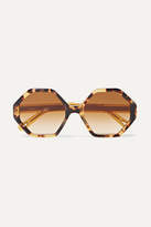 Thumbnail for your product : Chloé Willow Hexagon-frame Tortoiseshell Acetate Sunglasses