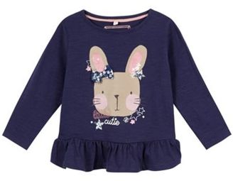 Bluezoo Girl's navy bunny print t-shirt