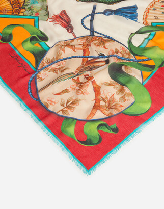 Dolce & Gabbana Scarf In Modal And Cashmere With Silk Road Print: 140 X 140cm- 55 X 55 Inches