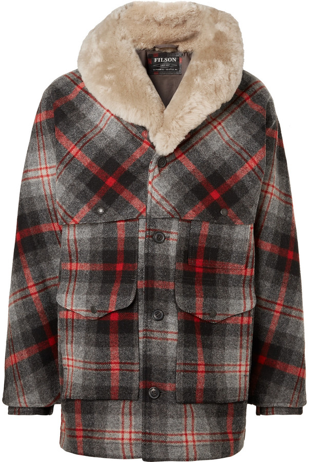 Filson Limited Edition Packer ShearlingTrimmed Checked Wool Coat