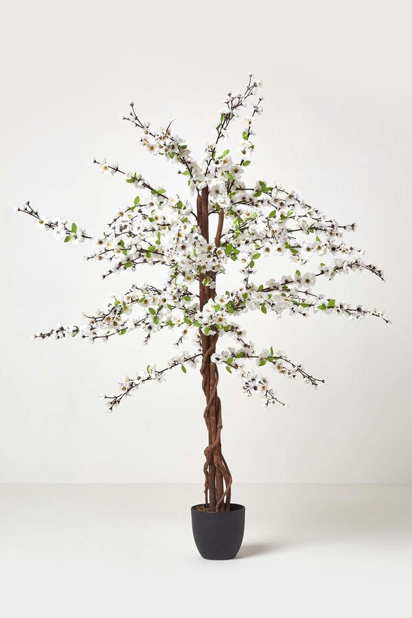 Homescapes Artificial Blossom Tree with White Silk Flowers 5 Feet