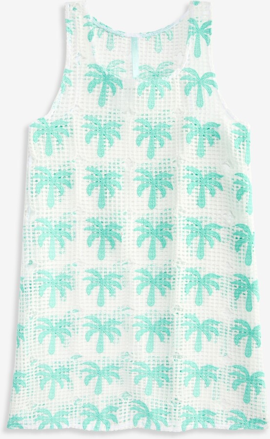 Breaking Waves Girls' 7-16 Palm Trees Print Crochet Cover-Up