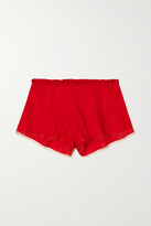 Thumbnail for your product : Carine Gilson Silk And Lace Shorts - Red
