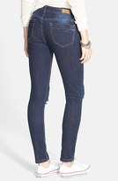 Thumbnail for your product : Hart Denim 'Leigh' Destroyed Patched Skinny Jeans (Dark Wash)